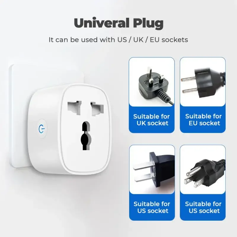 16A Tuya Smart Wifi Plug EU UK Wireless Control Socket Outlet With Energy Monitering Timer Function Works With Alexa Google Home