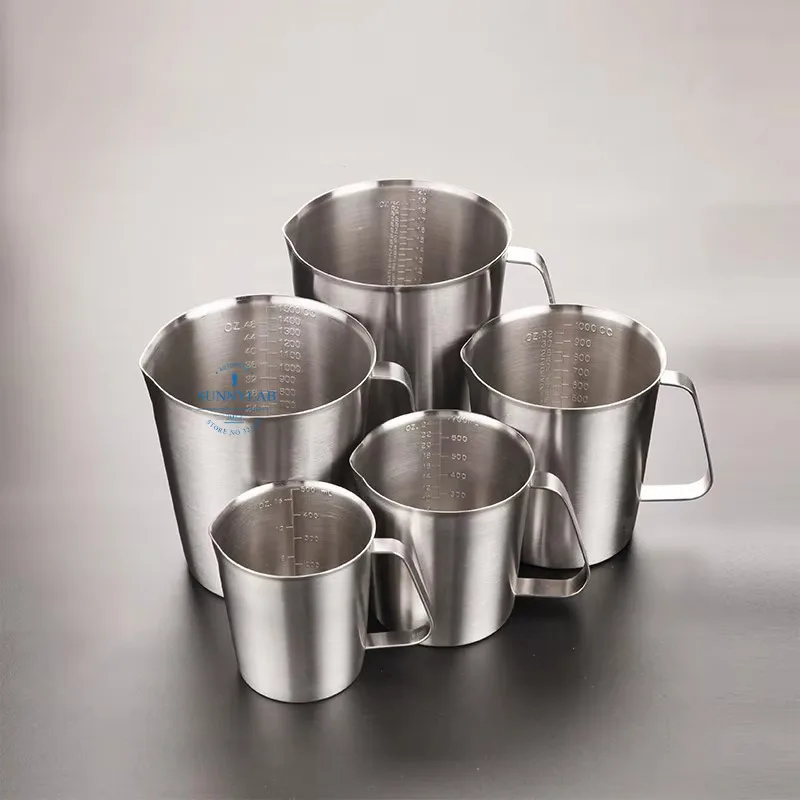 1pcs 500ml 700ml 1000ml 1500ml 2000ml  Stainless Steel Lab Beaker Measuring Cups Graduated Liquid Metal Tools With Inner Scale