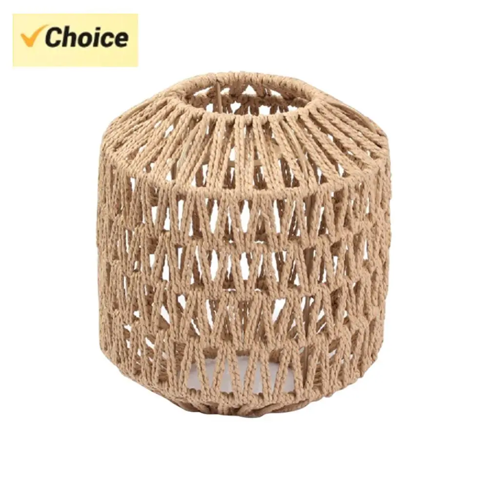 Simulated Rattan Hanging Lampshade Rustic Bulb Guard Cage Handmade Woven Lamp Shade for Living Room Bedroom Hotel Restaurant