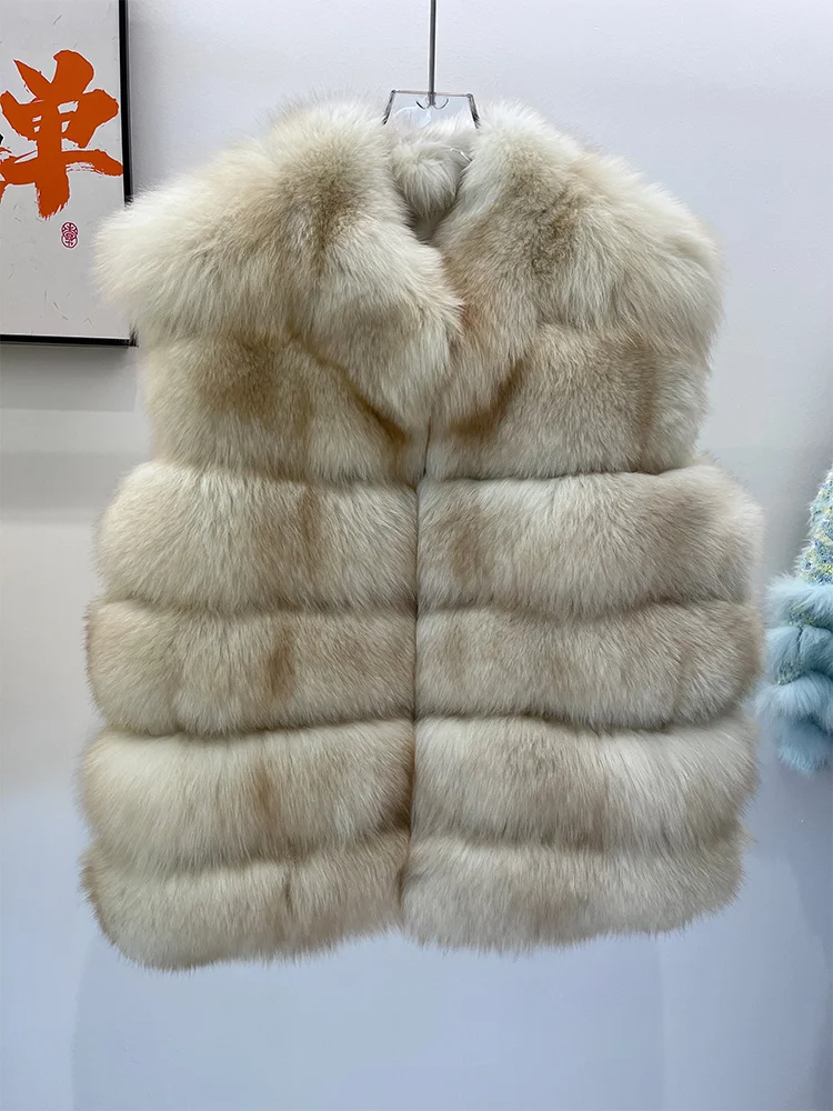 الشتاء النساء عالية الجودة الفاخرة معطف الفرو الحقيقي سترة فرو الثعلب الطبيعي سترة جلد الغنم الحقيقي معطف سميك دافئ