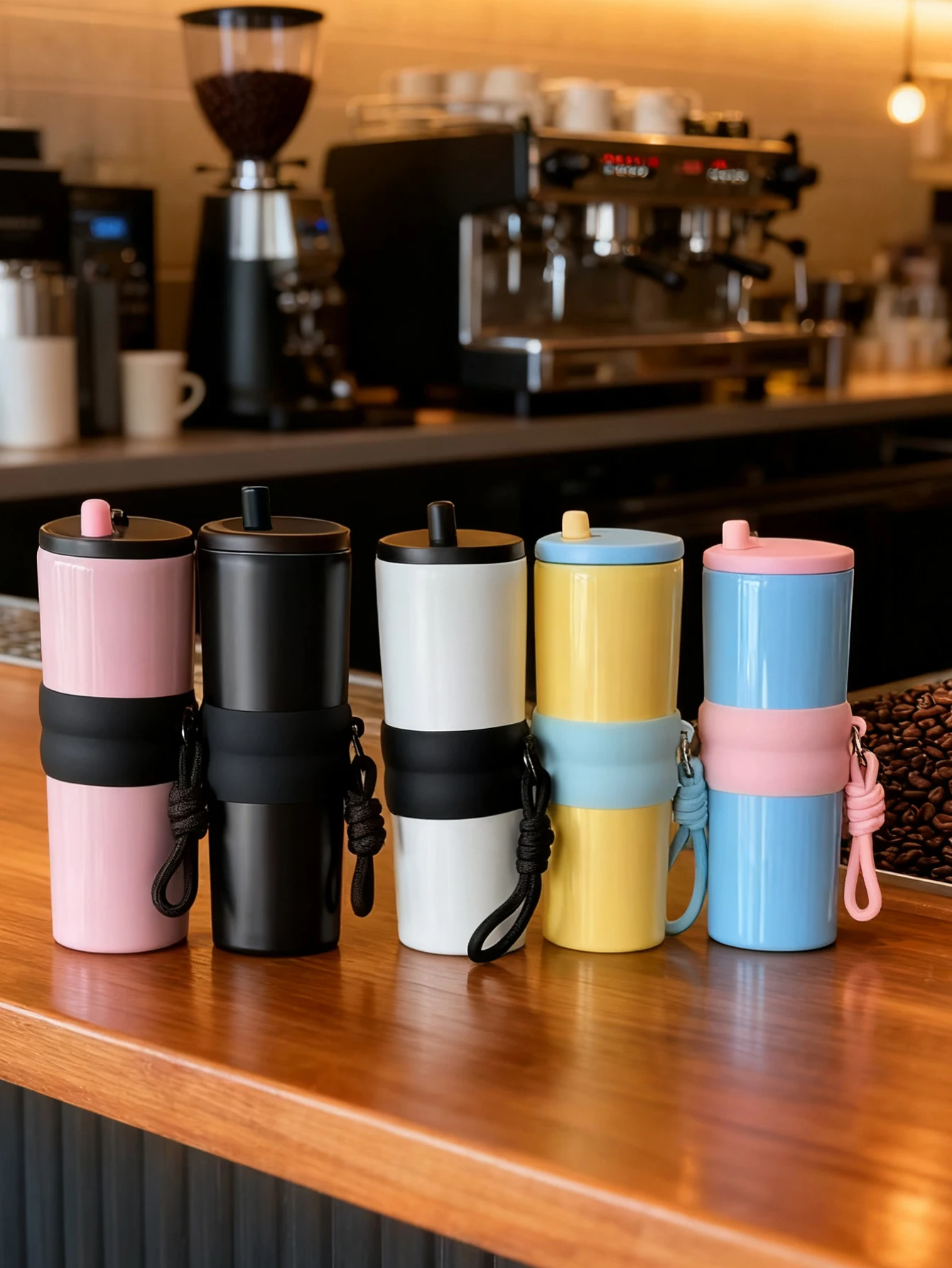 

1pc 24oz cute hand-held rope vacuum bottle stainless steel insulated water cup, all-season drink cup, perfect gift