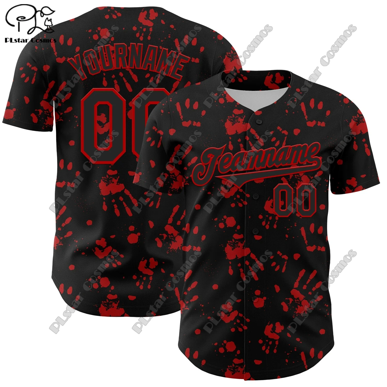 PLSTAR COSMOS custom team name 3D printing Halloween skull design genuine baseball uniform summer new short sleeve H-2