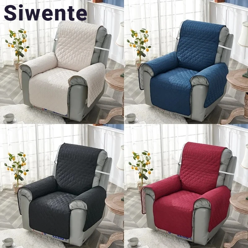 

Simple Solid Color Quilted Recliner Sofa Cover Pet Children Non-slip Slipcovers Anti-wear Armchair Sliding Cover Couch Protector