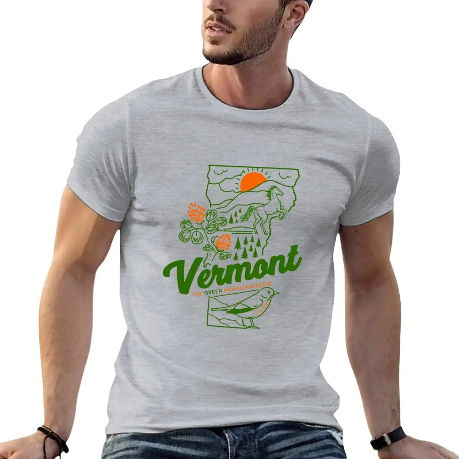 Vintage Vermont Shirt T-Shirt animal prinfor boys heavyweights korean fashion funny t shirts for men