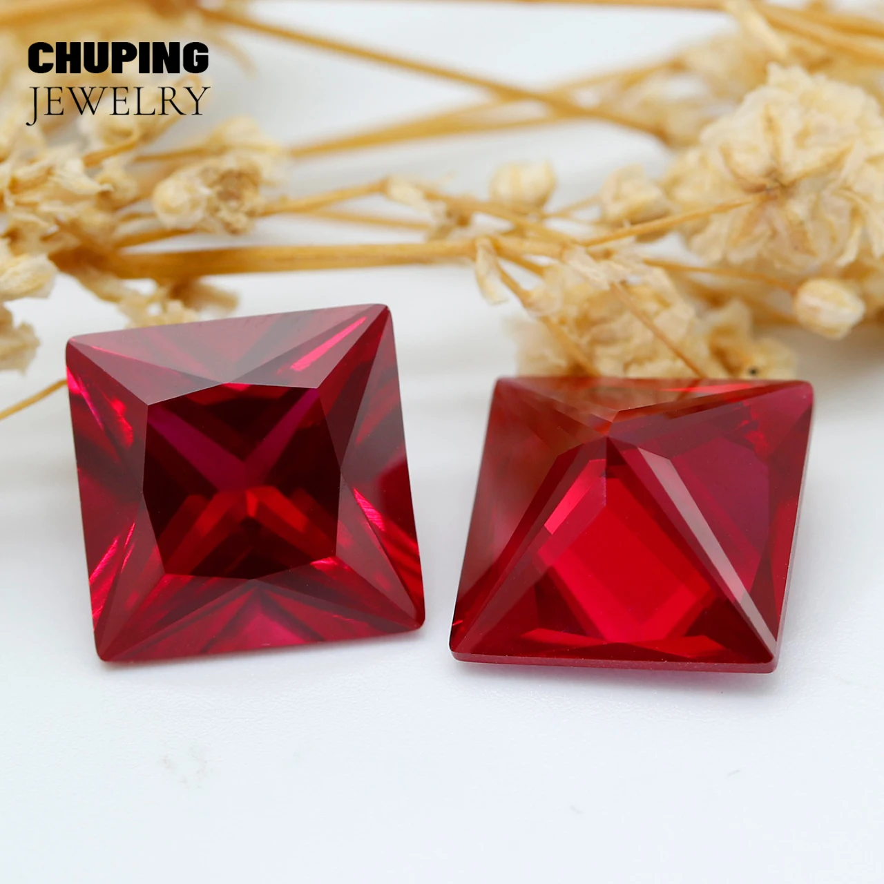 

ChuPing SQ Princess Shape Flame Melted Lab Grown Ruby Synthetic Cultivate Ruby For Making Selectable AGL Certificate