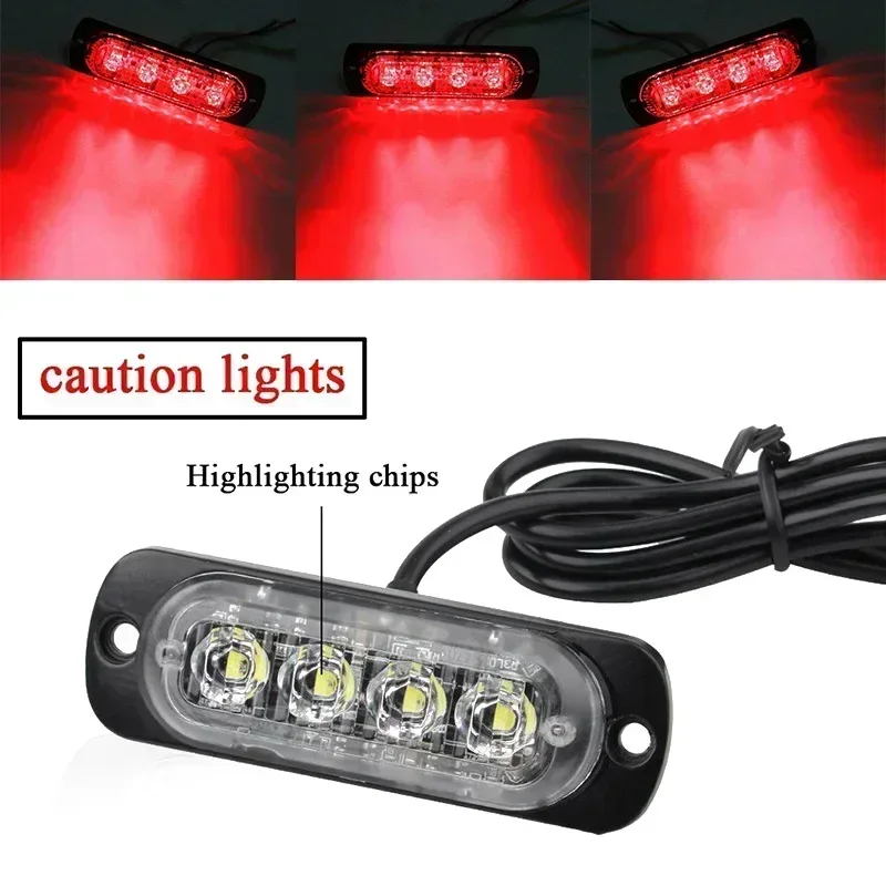 4LED Off-road Car Trailer Trucks Safety Urgent Working Fog Red Light Lamp DC 12V 12W LED Urgent Light Fast Heat Dissipation