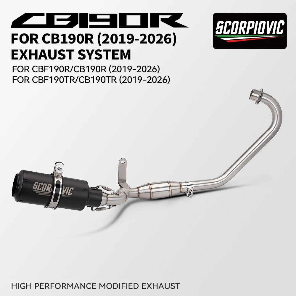 51mm Motorcycle Front Link Pipe Exhaust Connect Pipe Fit CB190R CBF190R CB190TR CBF190TR 2019-2026 Modified Racing Exhaust