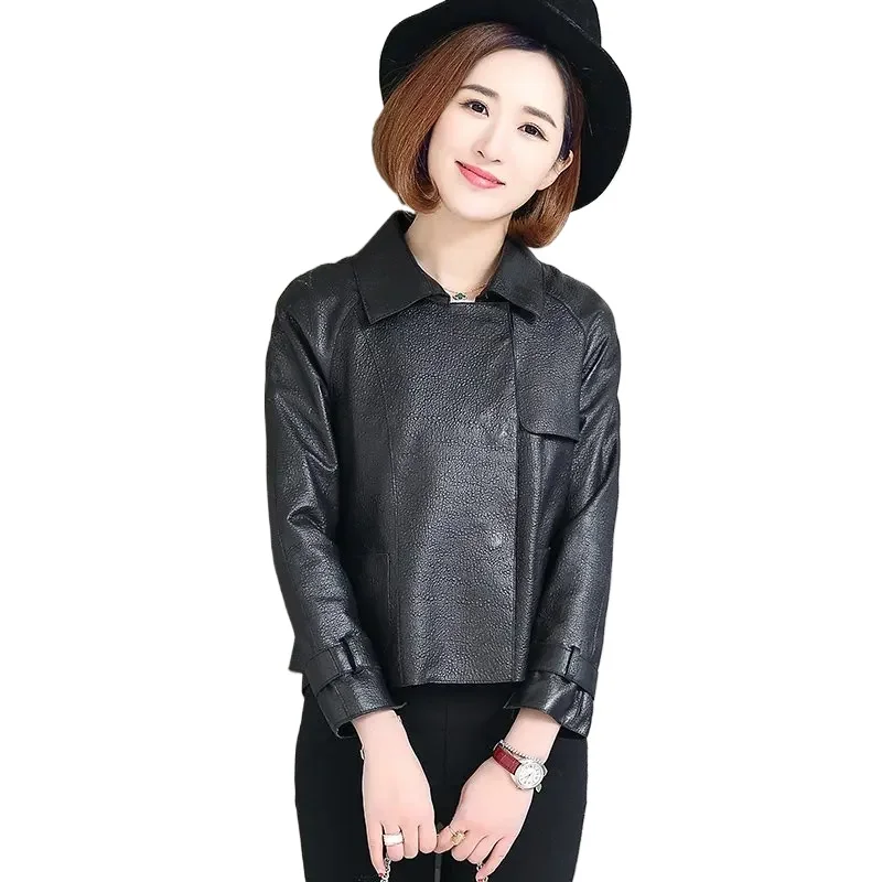 

Женская куртка из натуральной овчины, весна-осень 2024, короткое пальто из натуральной кожи, повседневные кожаные куртки, женские Jaqueta Couro