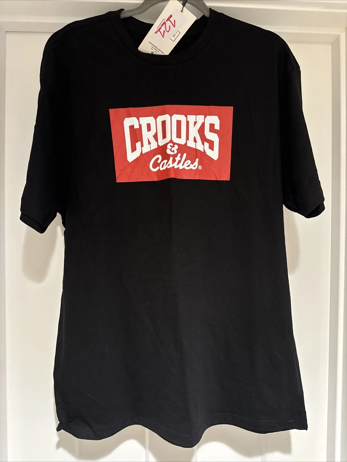 

Мужская футболка Crooks & Castles L, черная, красная и белая, с логотипом Box, уличная одежда NWT