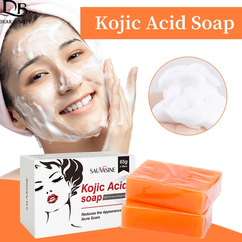 

2PCS Kojic Acid Handmade Soap Mild Non-irritating Lightening Dark Underarm Leg Skin Whitening Soap Face Cleansing Exfoliator