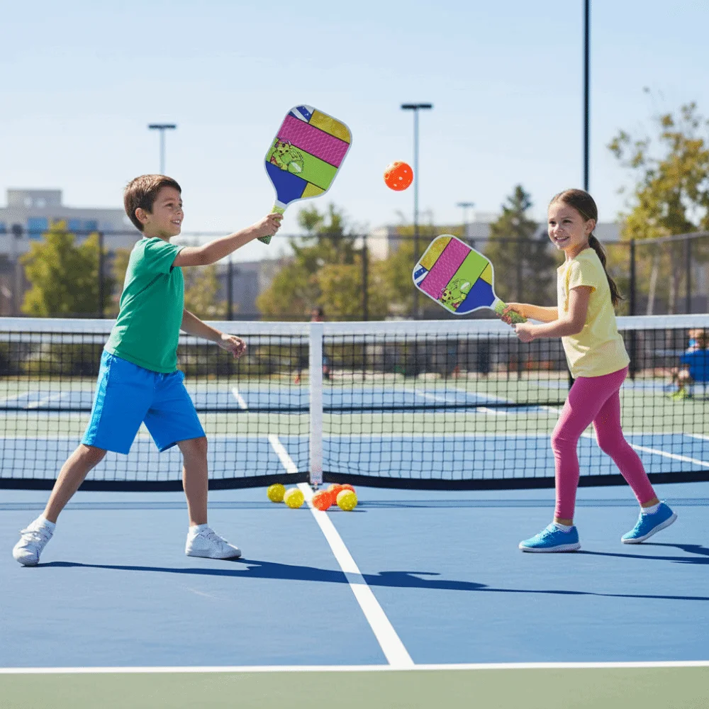 Juego de Pickleball para niños de dibujos animados portátil con bolsa de transporte raquetas de Pickleball para niños juego de juego de Pickleball Universal de 4 bolas