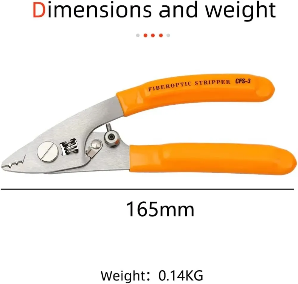 Fiber Optic Cable Stripper Tool Stainless Steel Three Hole Pigtail Cable Stripping Plier