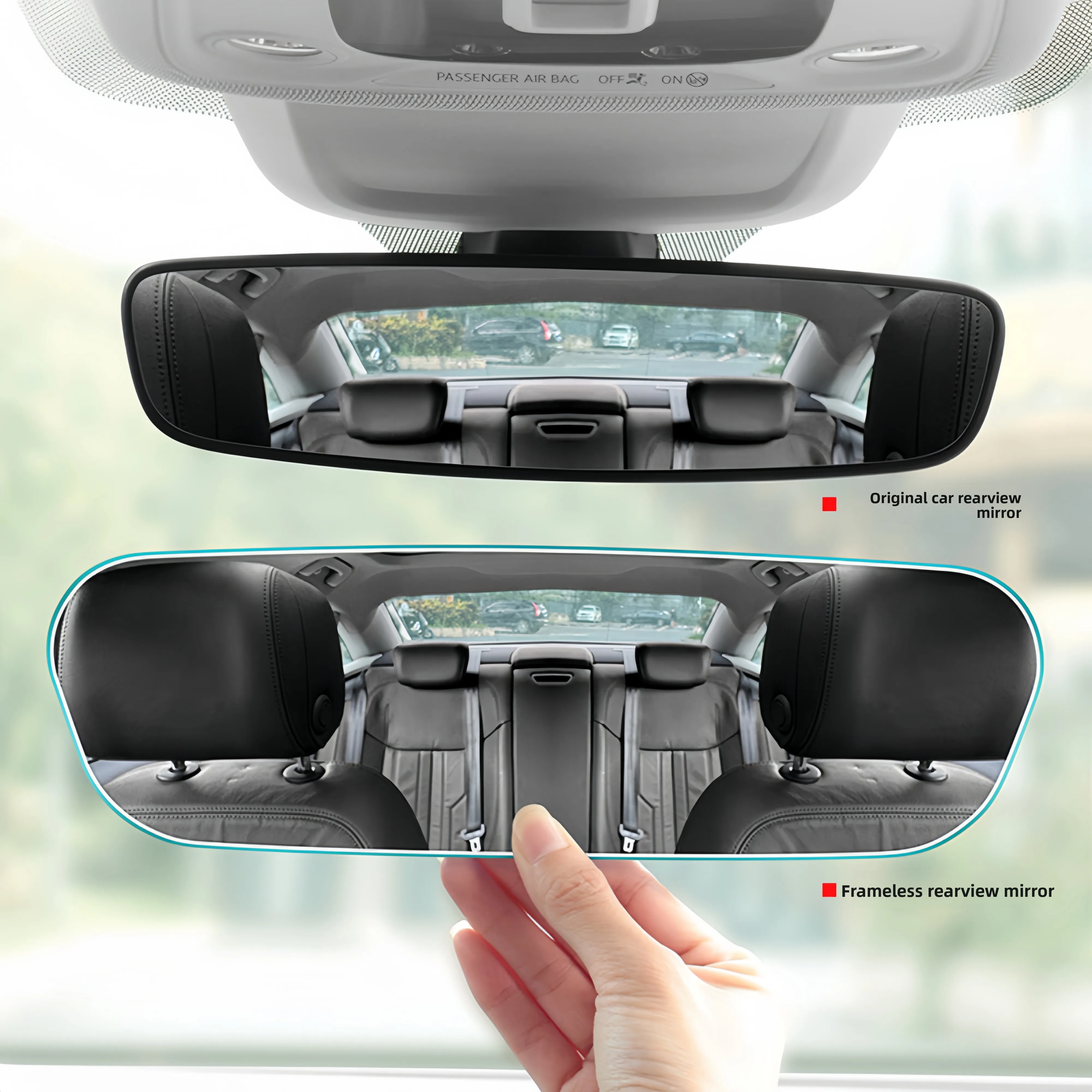 Nuevo Espejo Retrovisor Convexo Gran Angular Antideslumbrante para Coche, Espejo Retrovisor Interior para Asiento de Bebé, Cubiertas para Visera Solar con Cierre de Velcro