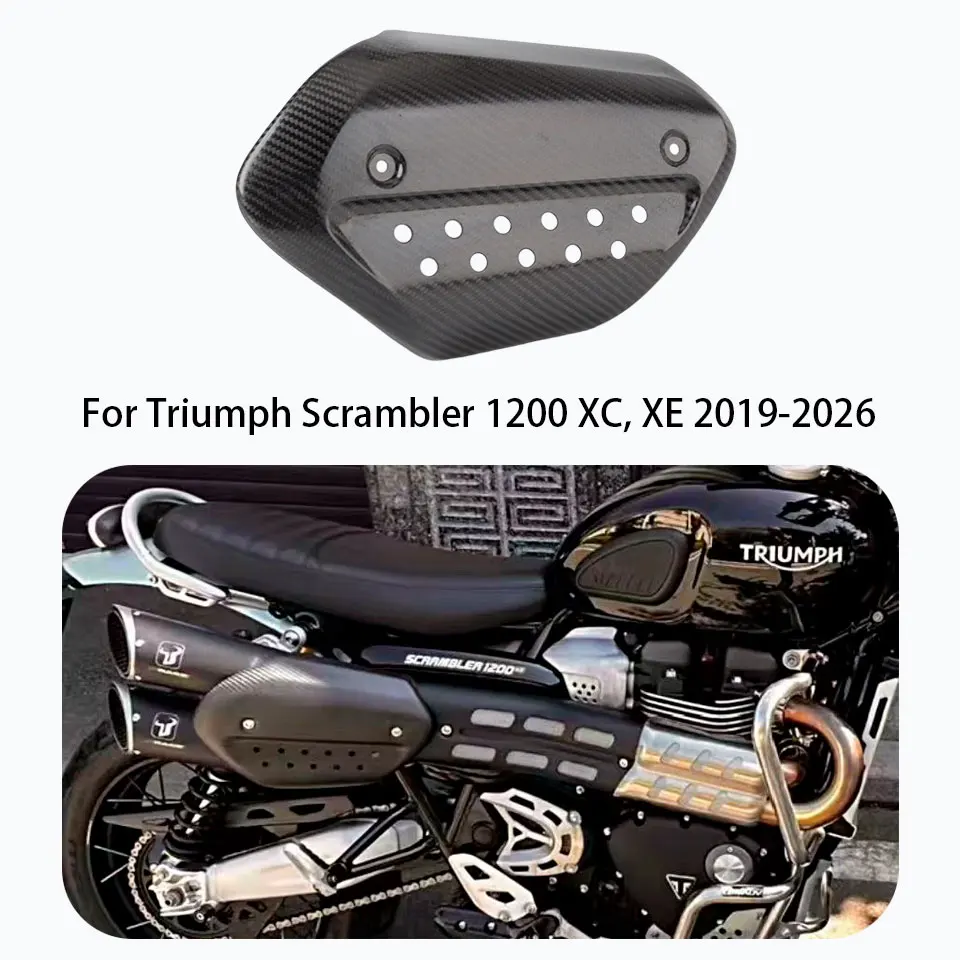 Motorcycle exhaust muffler heat shield 100% carbon fiber Insulated cover For  Triumph Scrambler 1200 XC, 1200XE 2019-2026