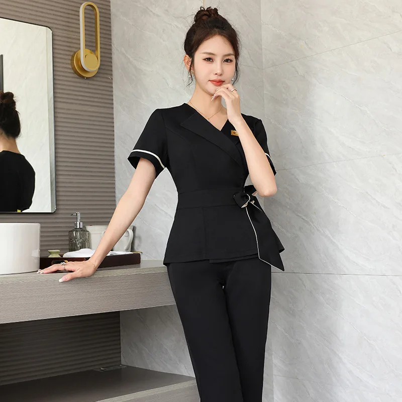 Beautician Uniforms Women Fashion Skin Management Ear Pickers Massage Work Clothes for Women on Hotel Foot Bath Technician S-3XL