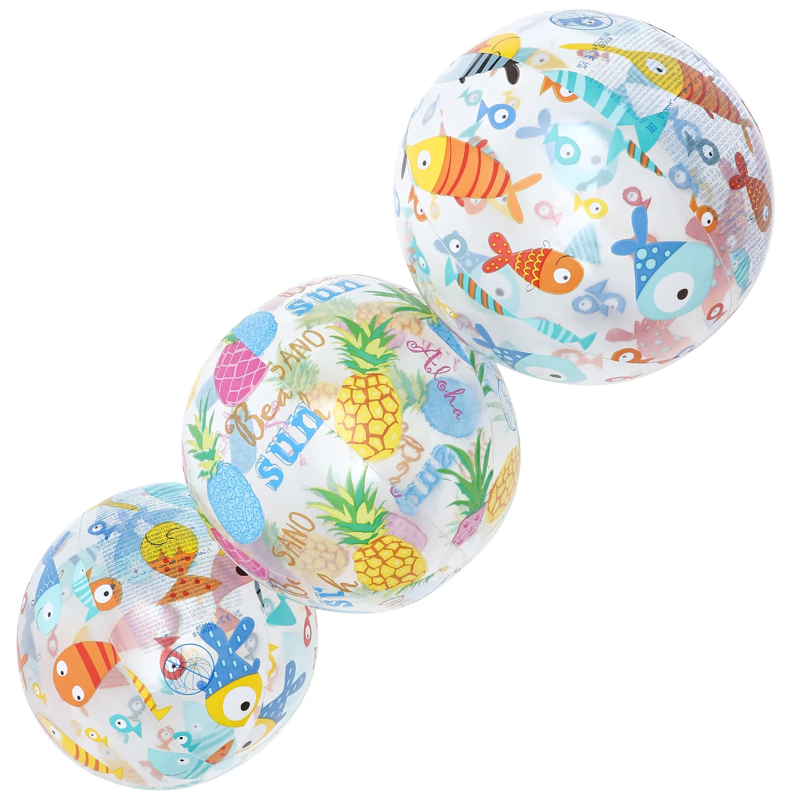 3 قطع من كرات الشاطئ القابلة للنفخ على شكل مخلوق البحر، تصميم ملون شفاف، رائع للأنشطة الخارجية الممتعة لحفلات حمام السباحة الصيفية
