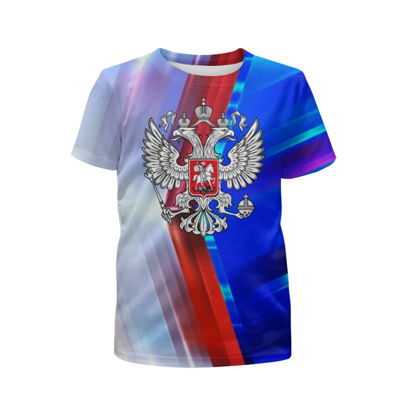 Russian Flag Summer Printing Fashion New Men\'s And Women\'s Street Culture Casual Slim Retro Round Neck Short Sleeve T-shirt Tops