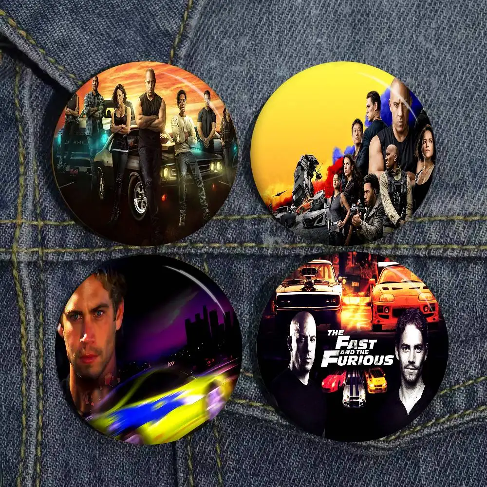 Movie F-Fast n F-Furious Creative Pins Funny Round Snap-in Brooch Badge Backpack Hat Accessories Jewelry Gifts for Friend