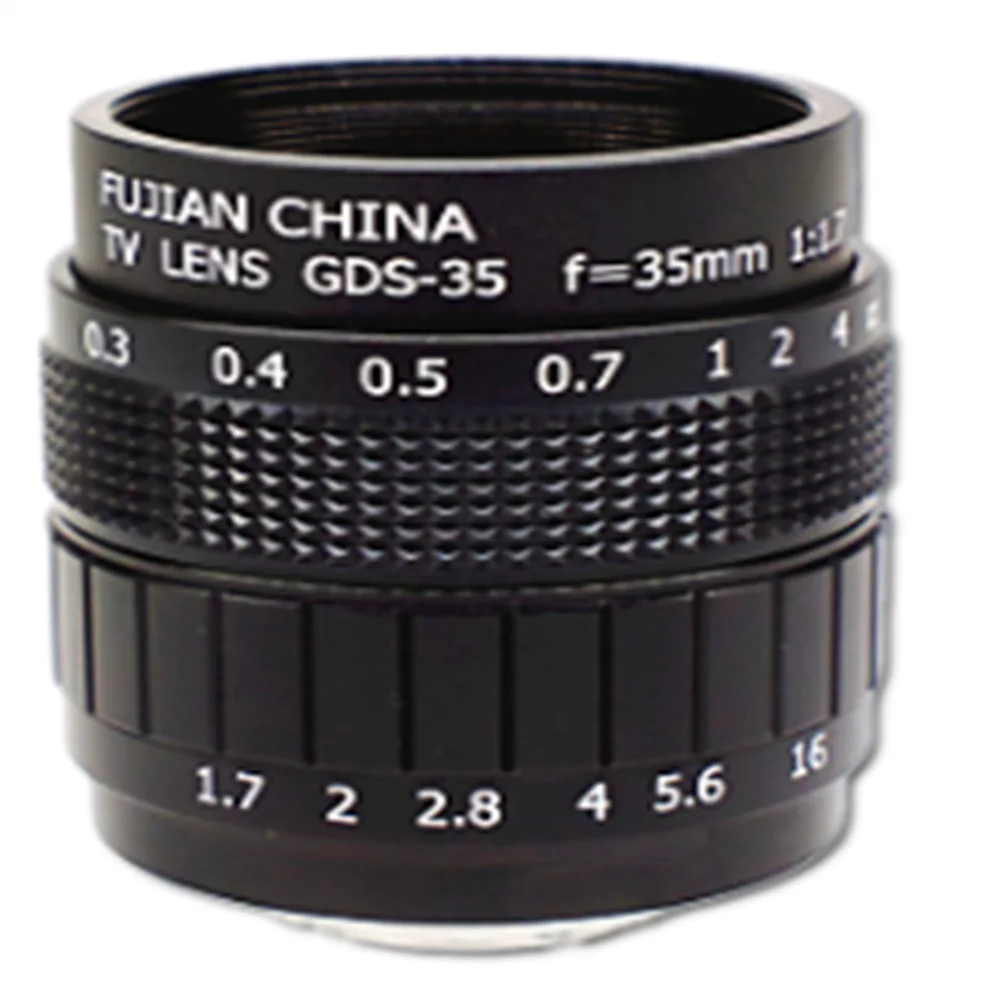 

2/3" 35mm C-Mount Low Distortion Manual Focus Machine Vision Lens F1.7 3MP CCTV Lens Network Industrial Camera Lens SL-0382