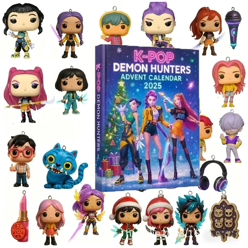 Calendriers de compte à rebours Kpop, chasseurs de démons, calendrier de l'avent, modèle de poupée, décoration de bureau, cadeaux de noël pour enfants, 2025