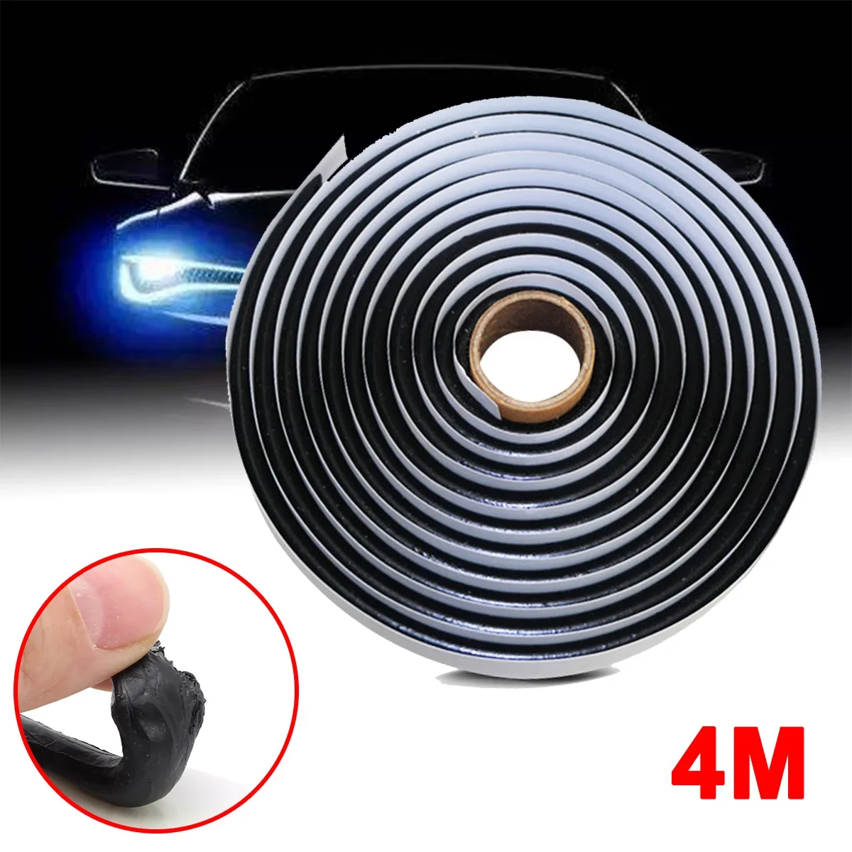 

4M Black Butyl Rubber Glue Sealant Car Truck Headlight LED Retrofit Reseal Strip