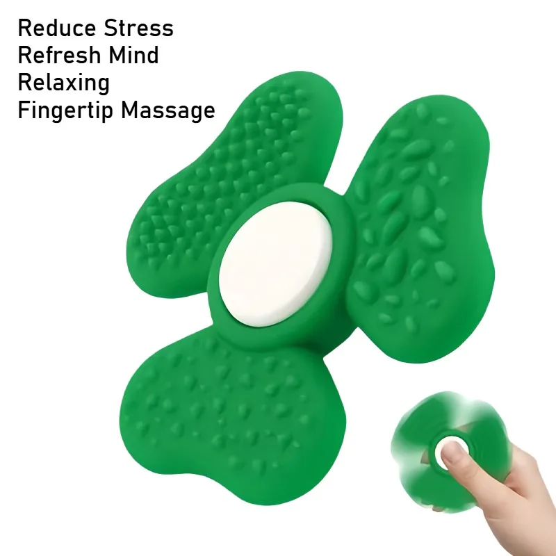 Spinner Clover Sensory Stone Zabawka Sensoryczna Kreatywna Silikonowa Teksturowana Kamień Przeciw Starciu Zabawka Poprawiająca Koncentrację Dziecka Zapobiegająca Zdenerwowania Zabawka na Palce