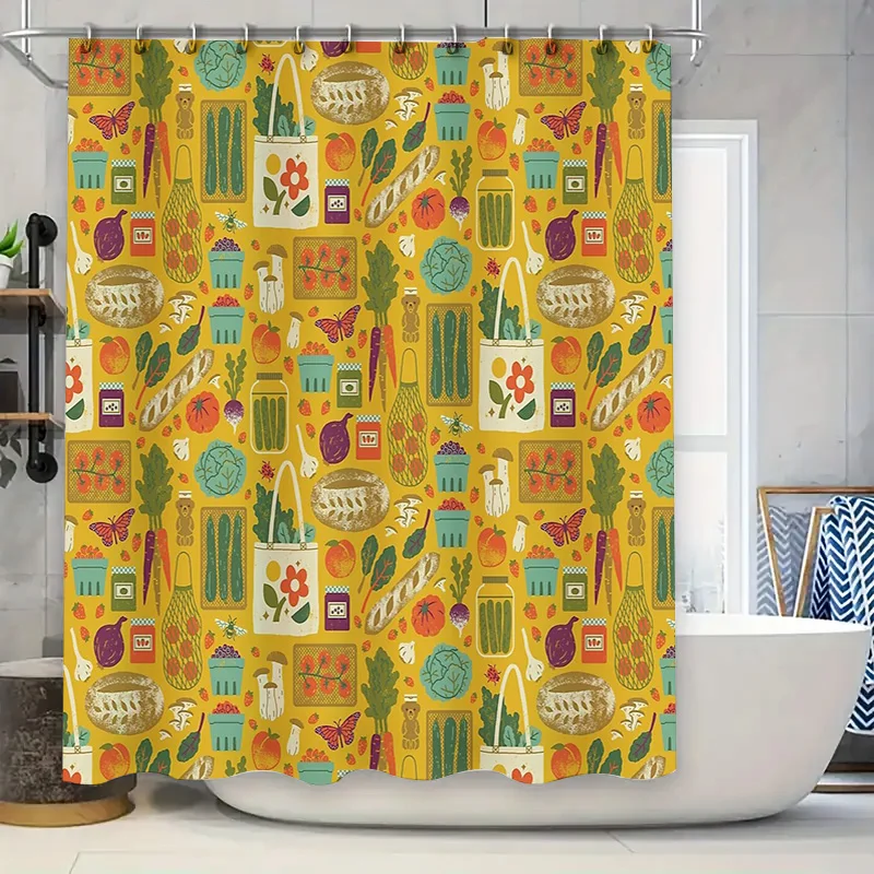 

Farmhouse Shower Curtain Botanical Floral Greenery Kitchen Decor Bathroom Set Rustic Cottagecore Nature Leafy Pattern Backdrop