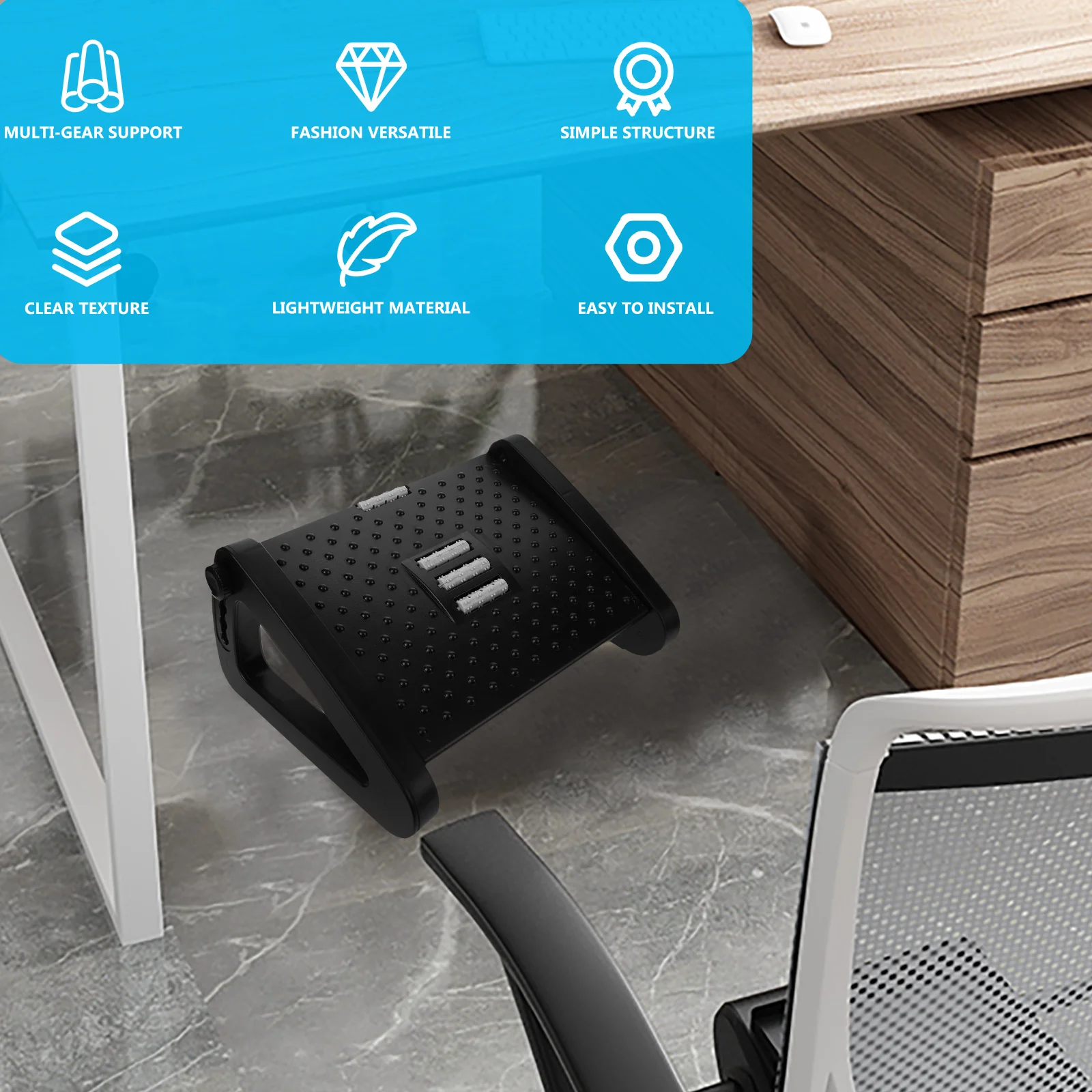 

Massage Footstool Adjustable Non slip Plastic Office Foot Rest Under Desk Stool Small Step Toilet Potty Sturdy Durability
