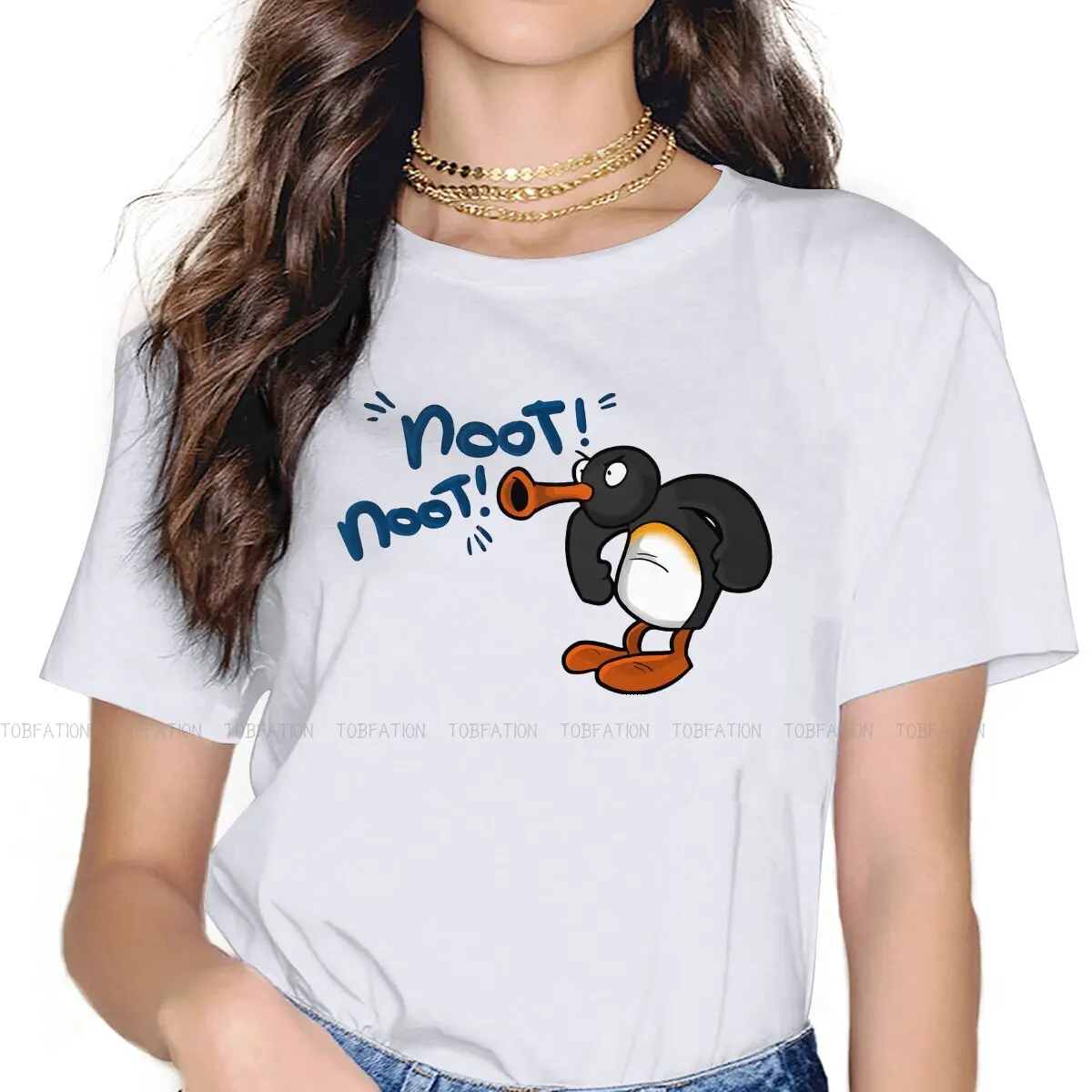 Noot Noot Female Shirts Pingu Penguin Anime Large Vintage Women Clothes Harajuku Casual Feminine Blusas