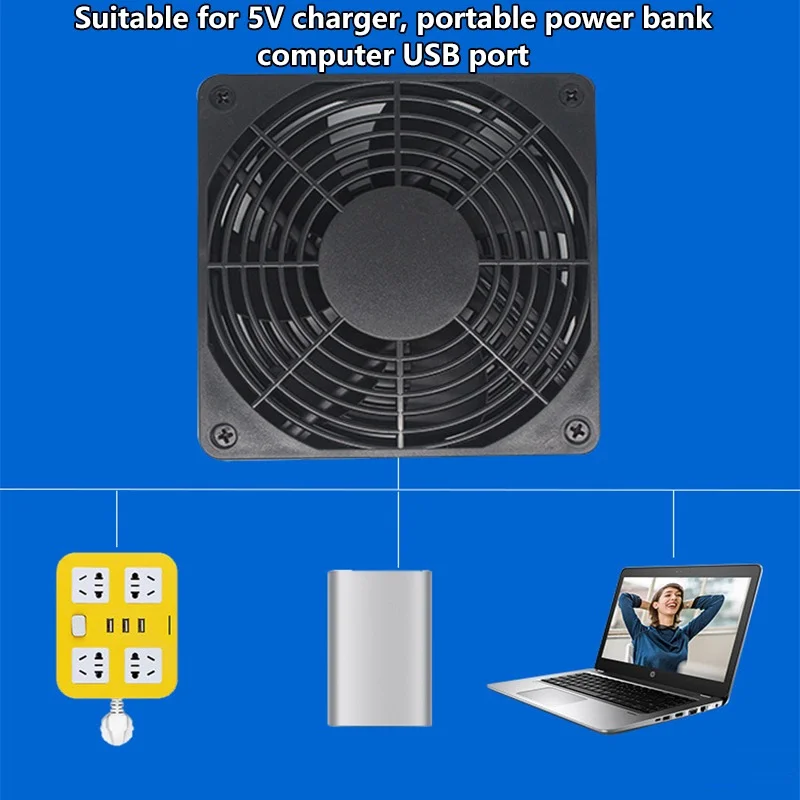 120mm x 25mm USB サイレント冷却ファン、DVR&電子機器、Xbox、エレクトロニクス、デュアルファン、効果的な冷却のための大きな気流に最適