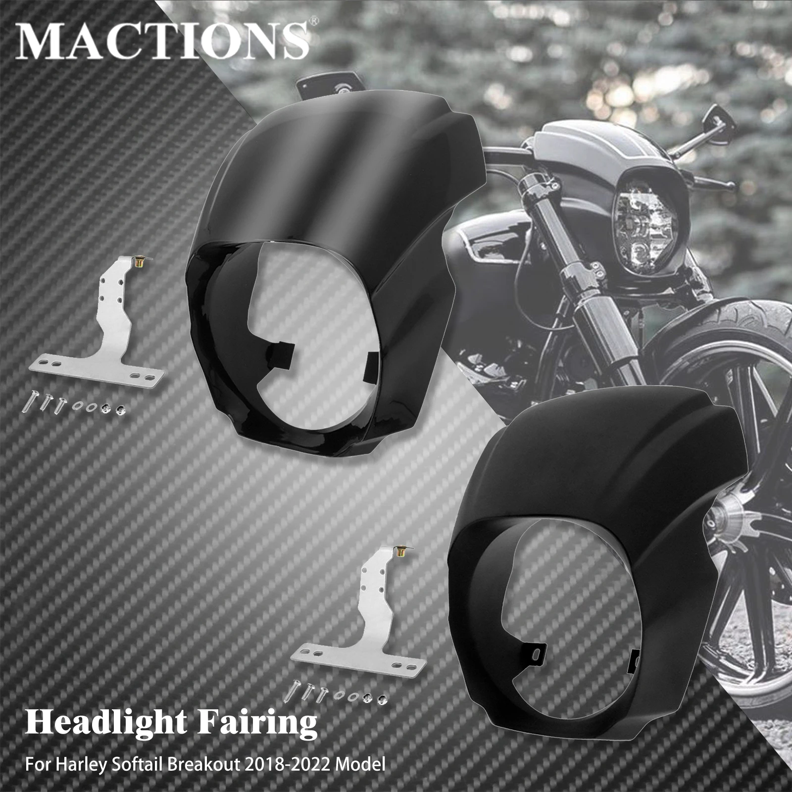 Motorcycle Front Headlight Fairing Cover For Harley Softail Breakout FXBRS FXBR 2018-2022 Windshield Cowl Cover ABS Accessories