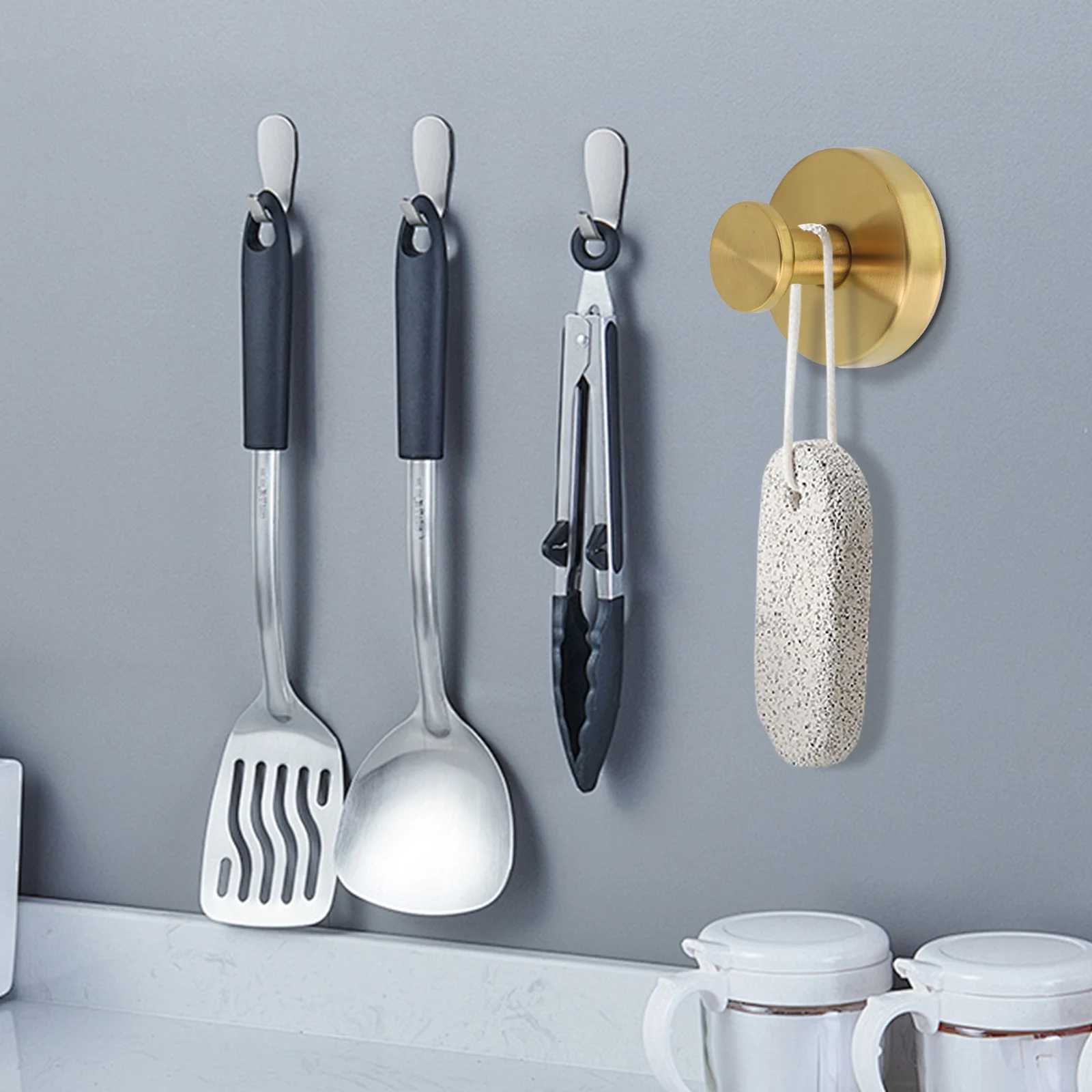 

Крючки для душевых принадлежностей, универсальные, легко устанавливаемые, с матовым черным покрытием, надежное крепление, декор для ванной комнаты