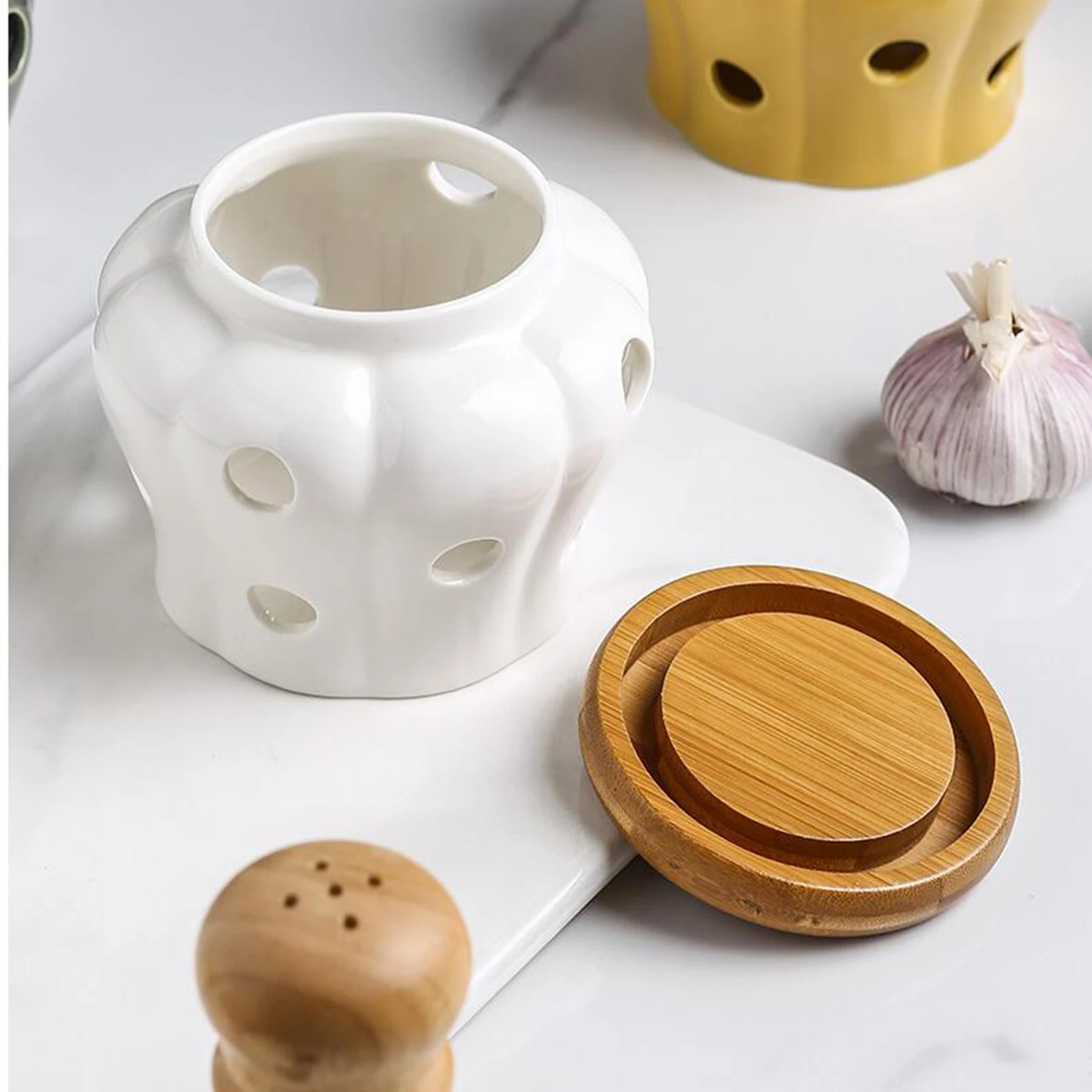 Creative Garlic Storage Cans with Lid Collection Garlic Jars Ceramic Garlic Ginger Storage Box Kitchen Organizer Tools