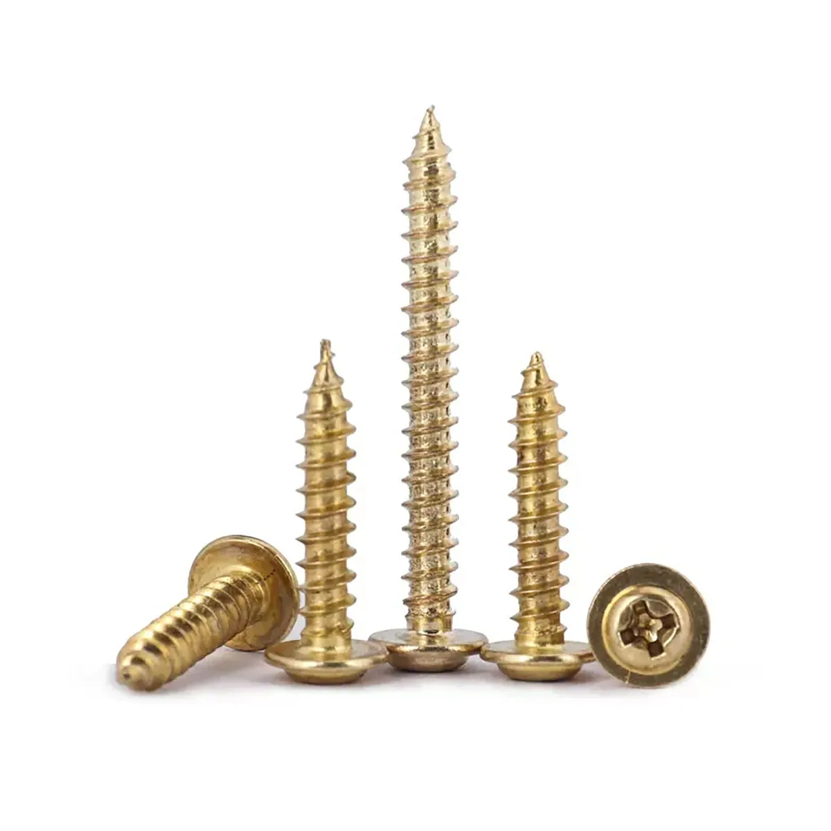 Koolstofstaal Vergulde Gele Ronde Kop Zelftappende Schroef Met Wasmachine M3m4