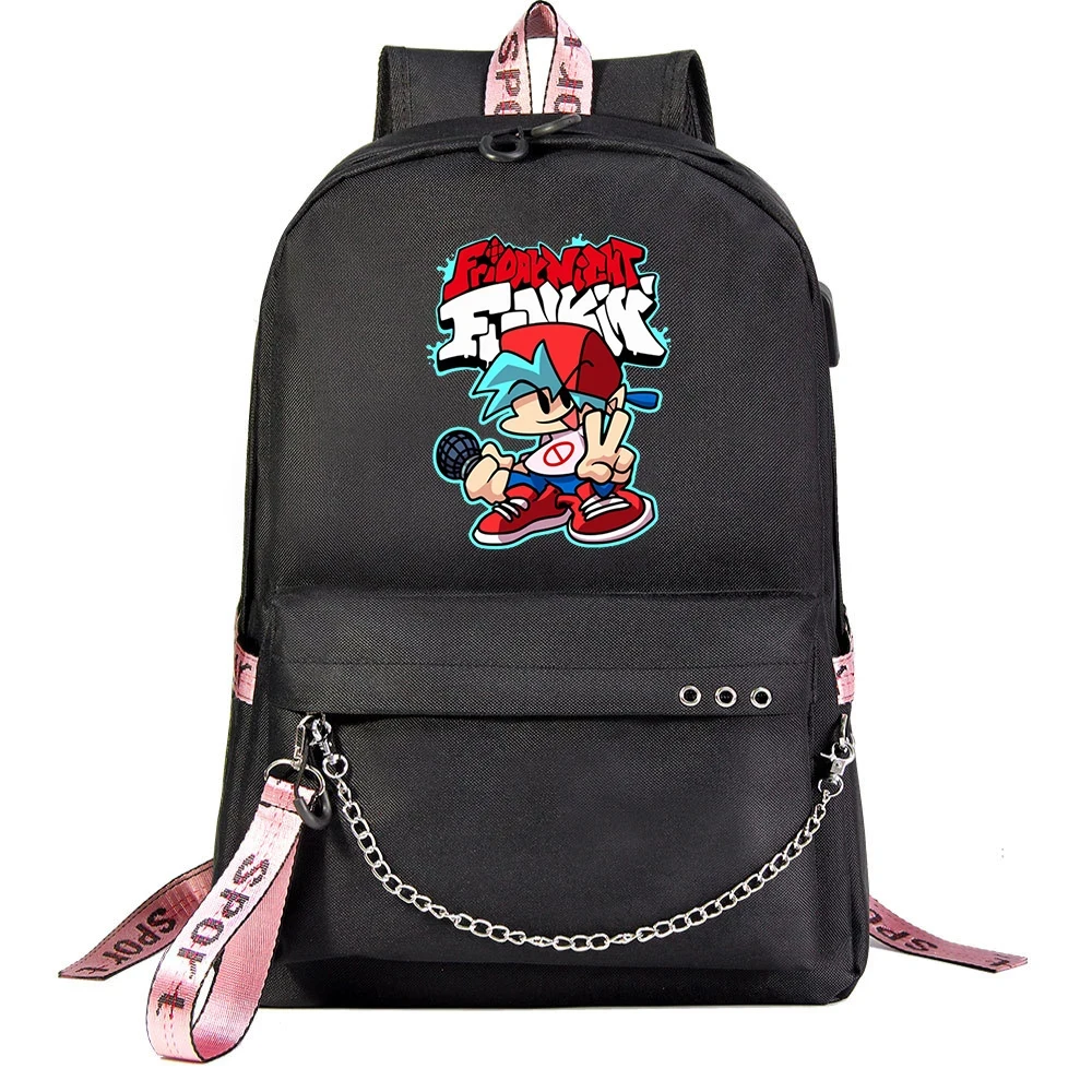 Hot Game Friday Night Funkin Boys Girls School Bags Teenager USB Charging Chain Travel Backpack Student College Bookbag Mochila