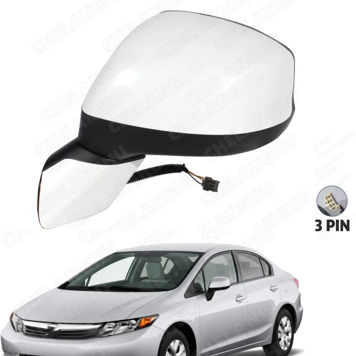 

1 Pc For Honda Civic 2012 2013 US Version Car-styling Left Side 3-Pin Power Adjust Paintable Rearview Mirror Assembly