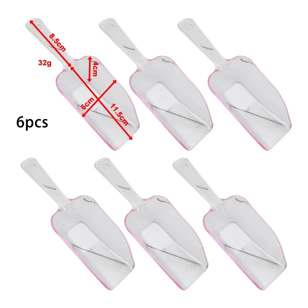 6PCS Mini Plastic Ice Scoops Ice Scoopers Clear Ice Shovel For Birthday Wedding Party Candy Dessert Buffet Ice Cream Grain Flour