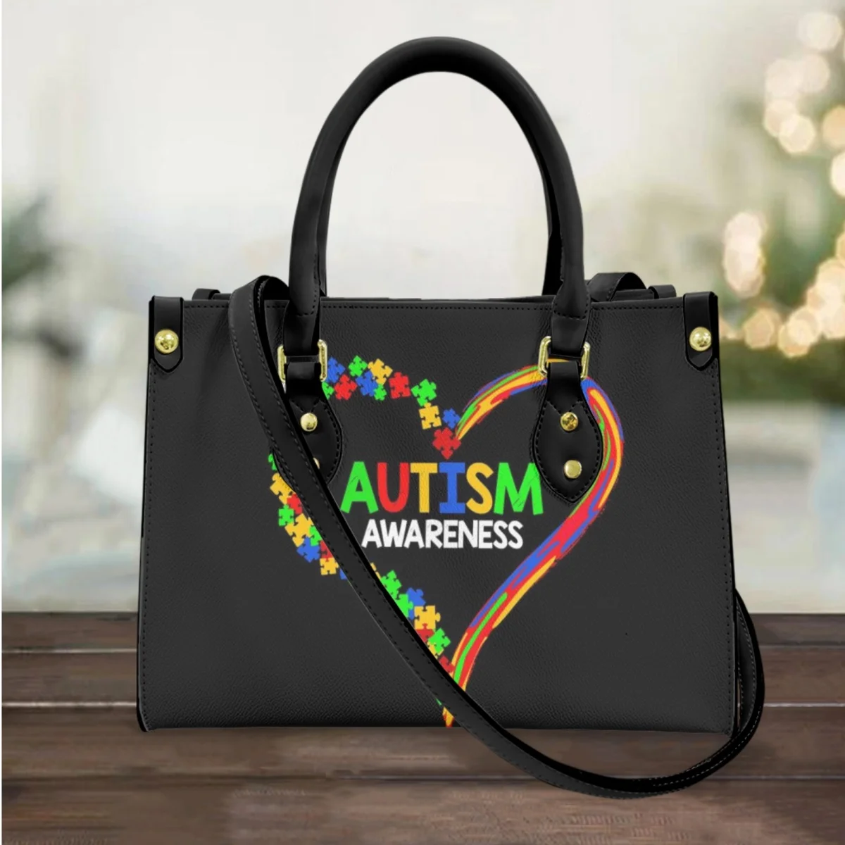 FORUDESIGNS Handbags for Women Love Autism Awareness Female Totes Casual Leather Shoulder Bags Girls Bolsa Feminina Luxury