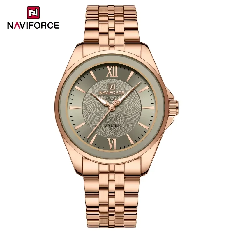 NAVIFORCE Woman Quartz Watch Simple Fashion Stainless Steel Watchband Ladies 3ATM Waterproof Quartz Watch Gifts For Women NF5067