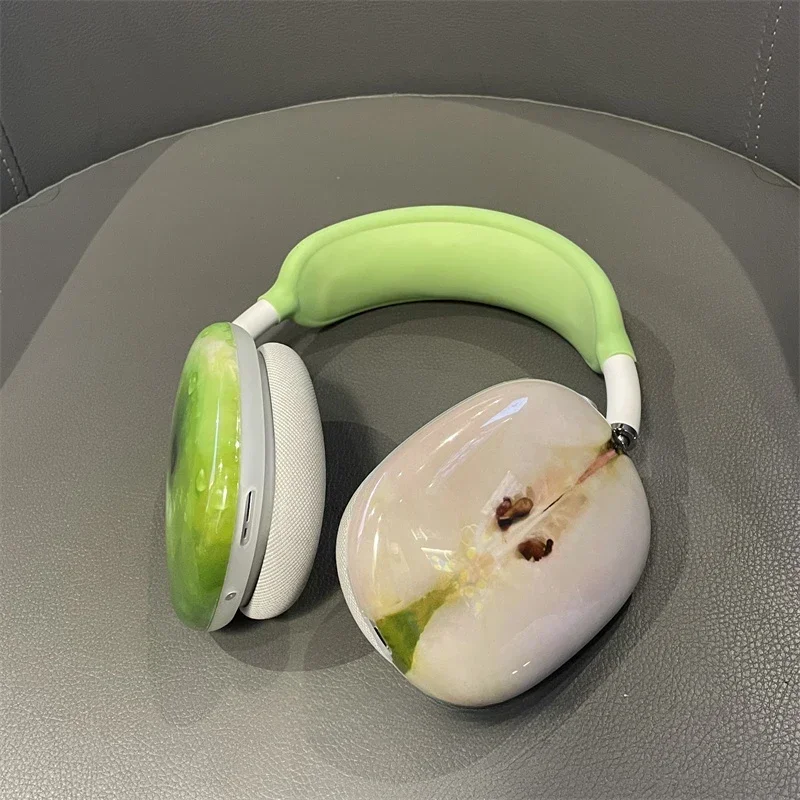 Green Fruit Series Y2K Airpods Max Headphones Case Cover 3D Resin Customized Airpods Cases Headphones Accessories Decoration