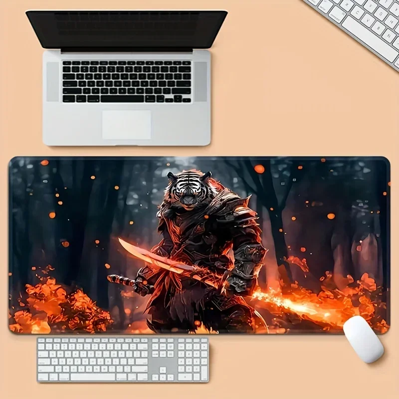 Large Gaming mouse Pad Tiger Warrior expansion table mat Office computer Laptop Computer game players anime scenery ideal gift