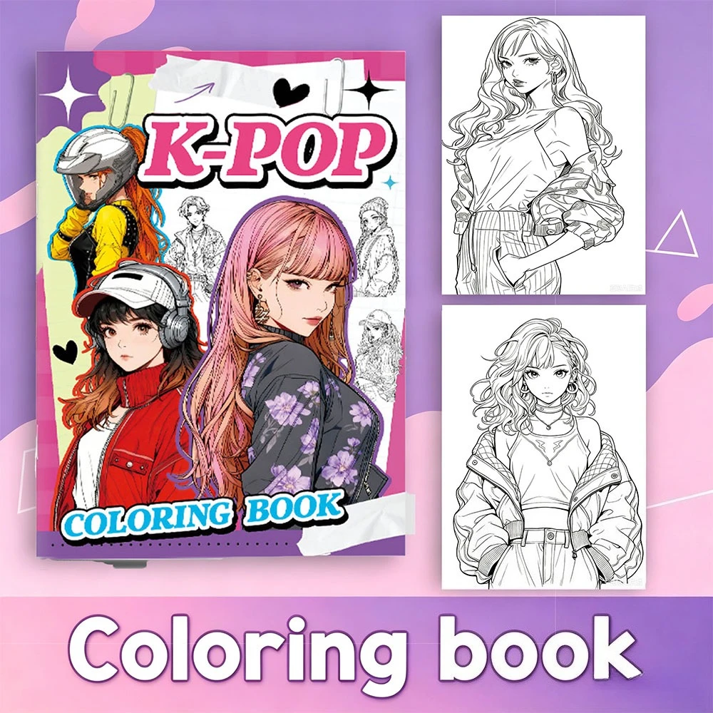 K-Pop Inspired Coloring Book: Original Fashion Illustration Line-Drawing Sketch Pages for Fans, Hand-Drawn Art, Holiday Gift