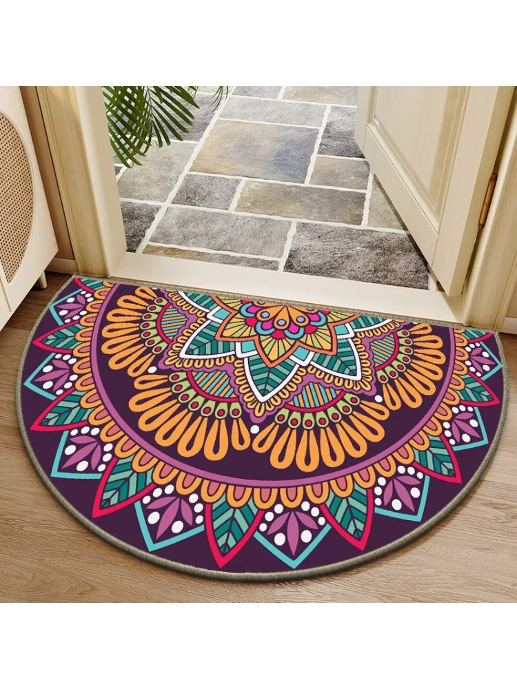 Vintage door floor mat Bohemian semicircular carpet household porch dirt-resistant non-slip floor mat
