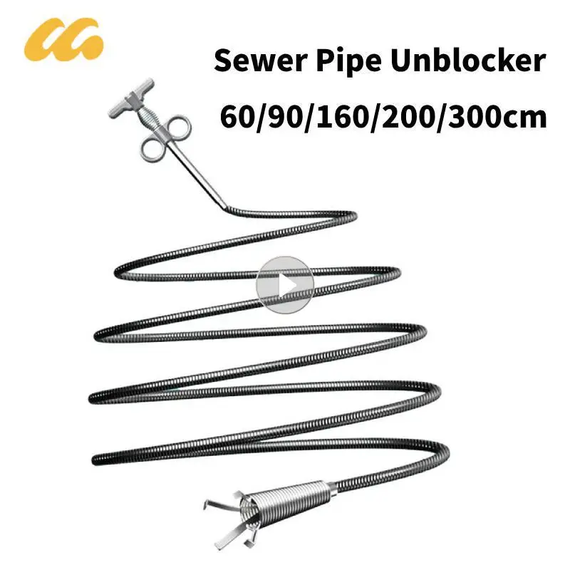 300cm Steel Snake Spring Pipe Dredging Wire Sewer Pipe Unblocker Cleaning Toilet Kitchen Sinks Sewer Drain Claw Tool Accessories