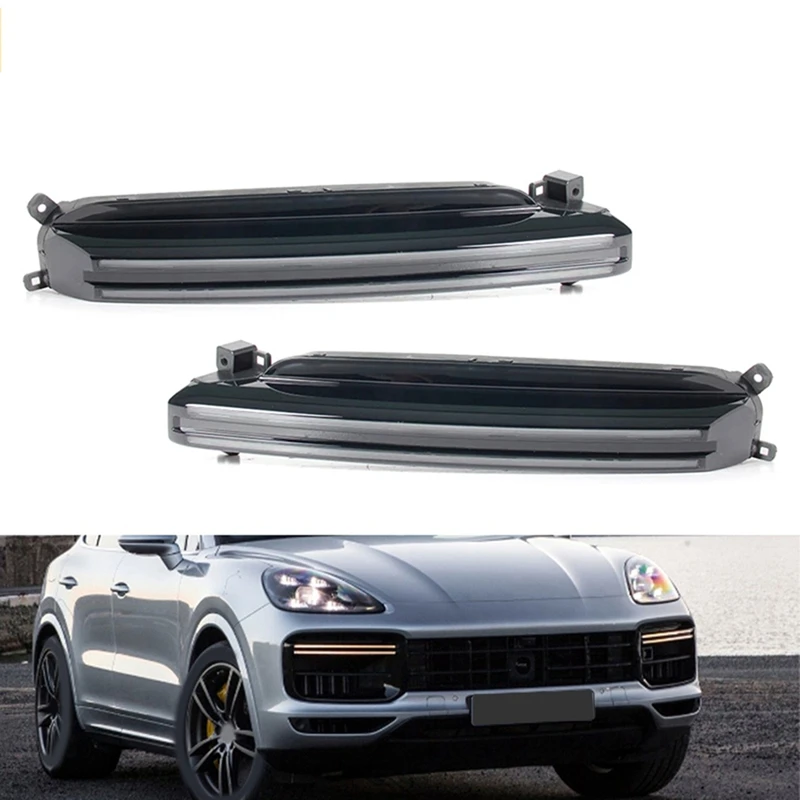 NEW-Car Fog Lights LED Daylight Running Lamp Fog Lamp For Porsche Cayenne 2018-2020 Turbo