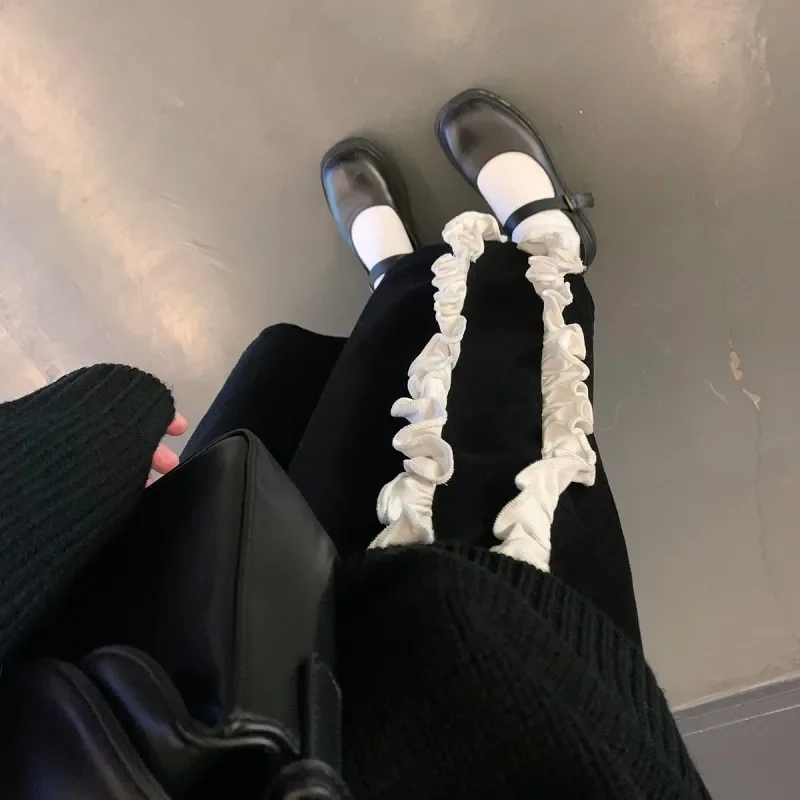 

Контрастные цвета, стильные складки, сращенные юбки-миди, женская одежда, милые трапециевидные юбки на осень-зиму в консервативном стиле с высокой талией