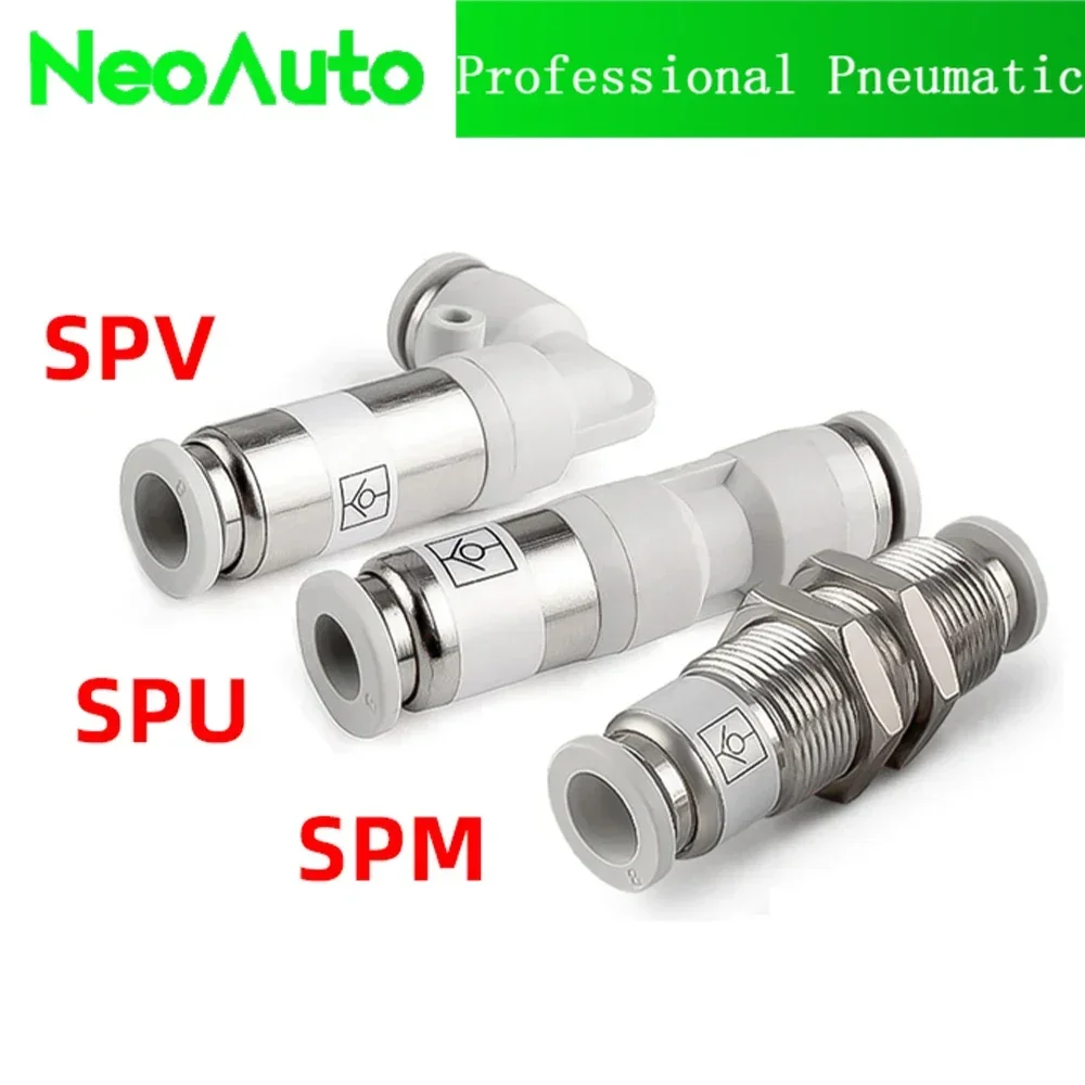 Pneumatic Check Valve SPU SPV SPM Hose Straight Pipe Partition Quick Connector 4 6 8 10 12MM Straight Bulkhead Non-return Valve