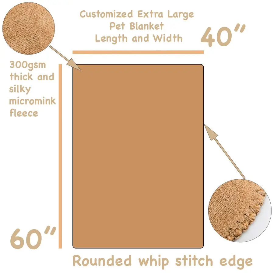 Personalized Dog Blanket Gray or Beige Extra Large