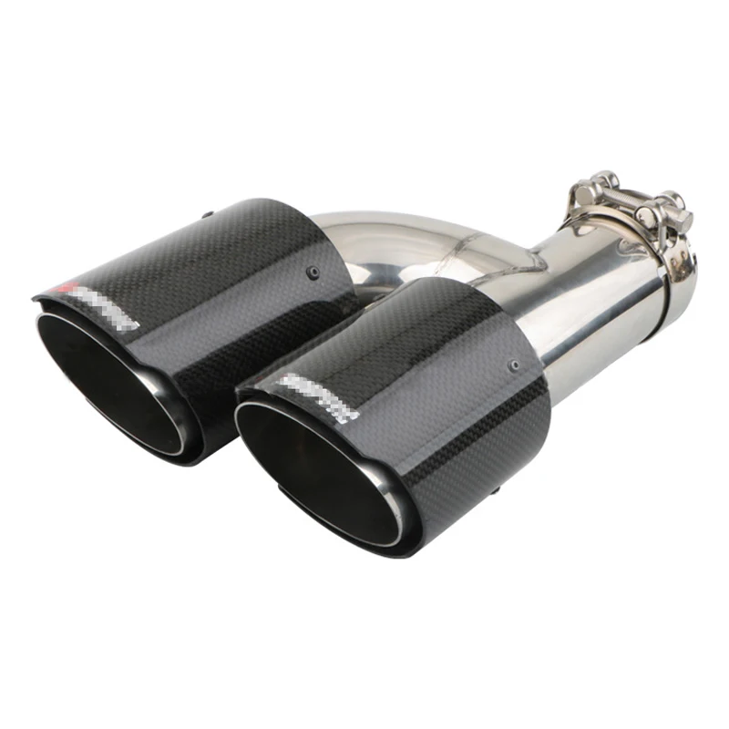 

New H Car Carbon Fibre Tail Throat decoration universal glossy Muffler Tip Exhaust System Pipe Mufflers high quality stainless