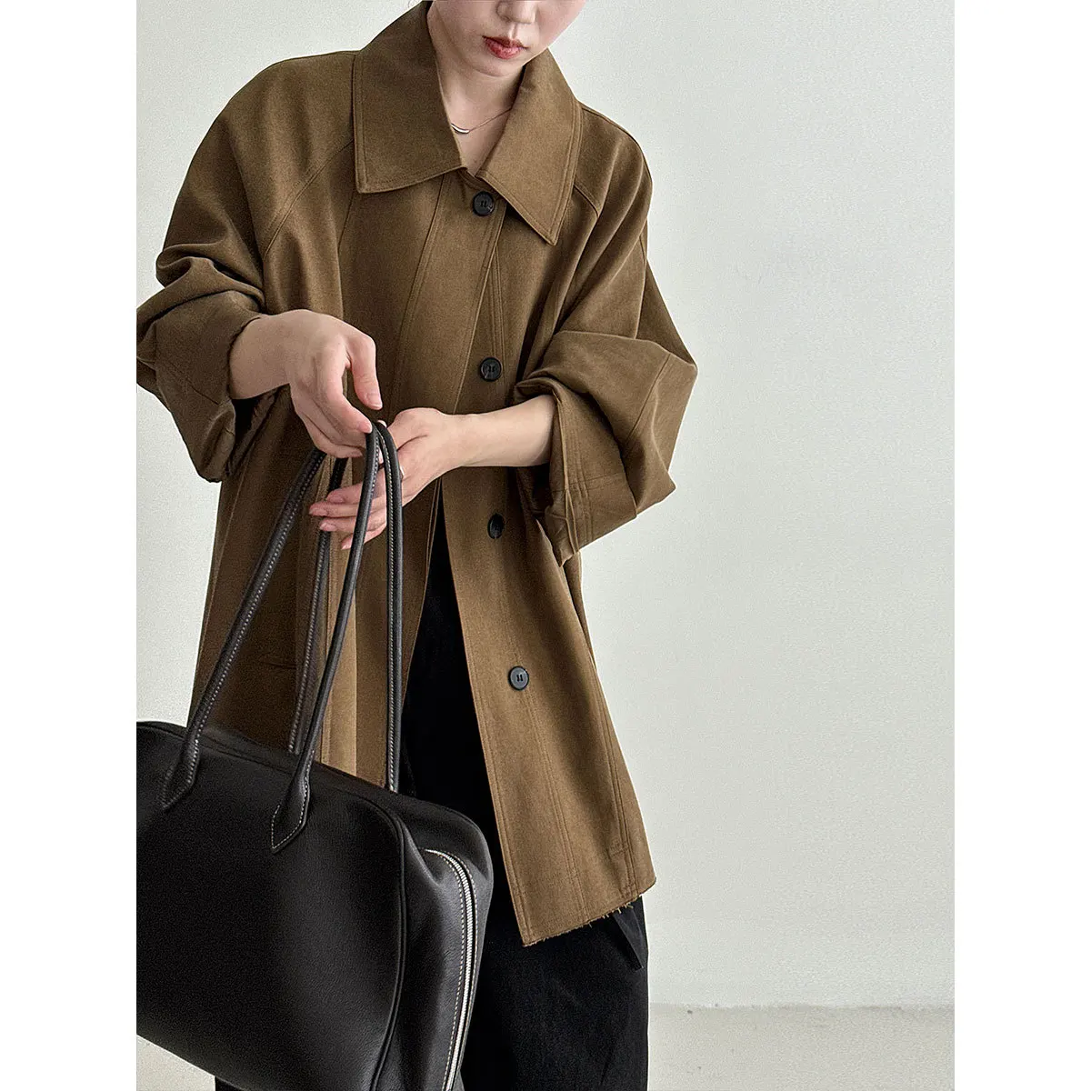 SuperAen Koreanischen Stil Lose Vintage Casual Polo Kragen Jacke für frauen Herbst Neue Einreiher Trenchcoats